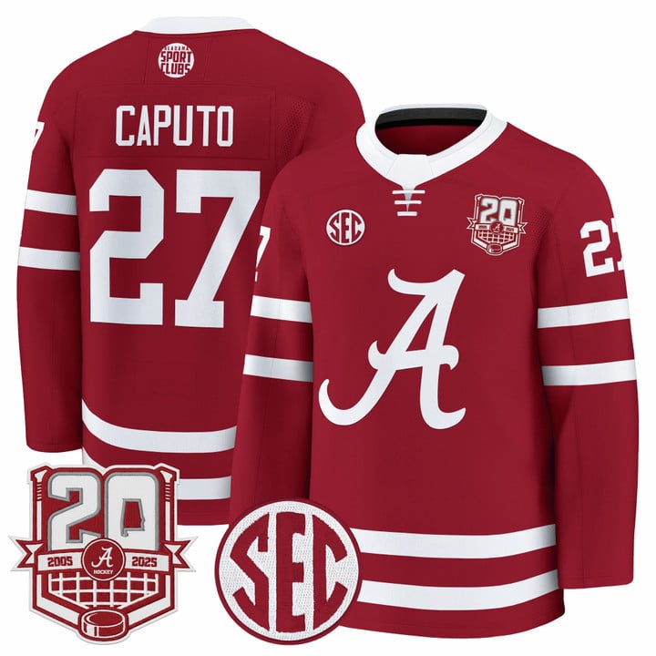 Will Caputo Jersey #27 Alabama Crimson 2025-26 20th Patch Stitched