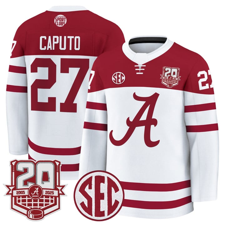 Will Caputo Jersey #27 Alabama Crimson 2025-26 20th Patch Stitched