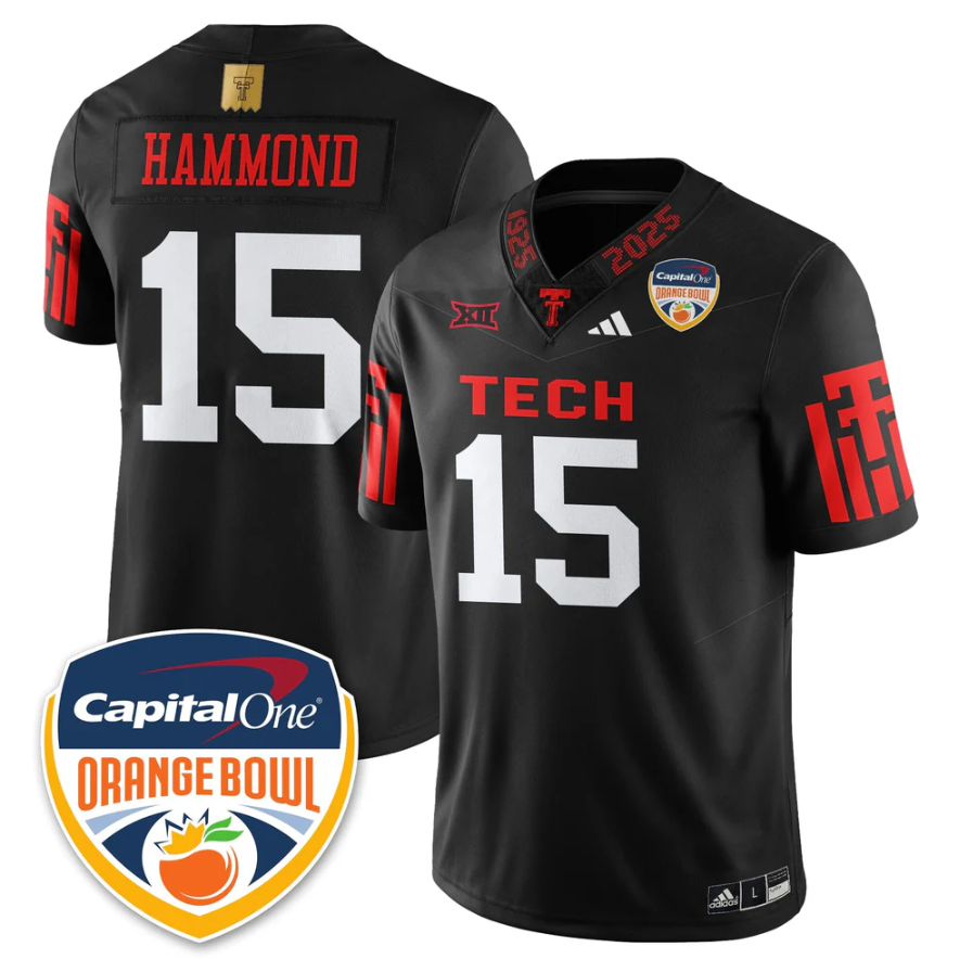 Will Hammond Jersey #15 Texas Tech Red Raiders Orange Bowl Stitched