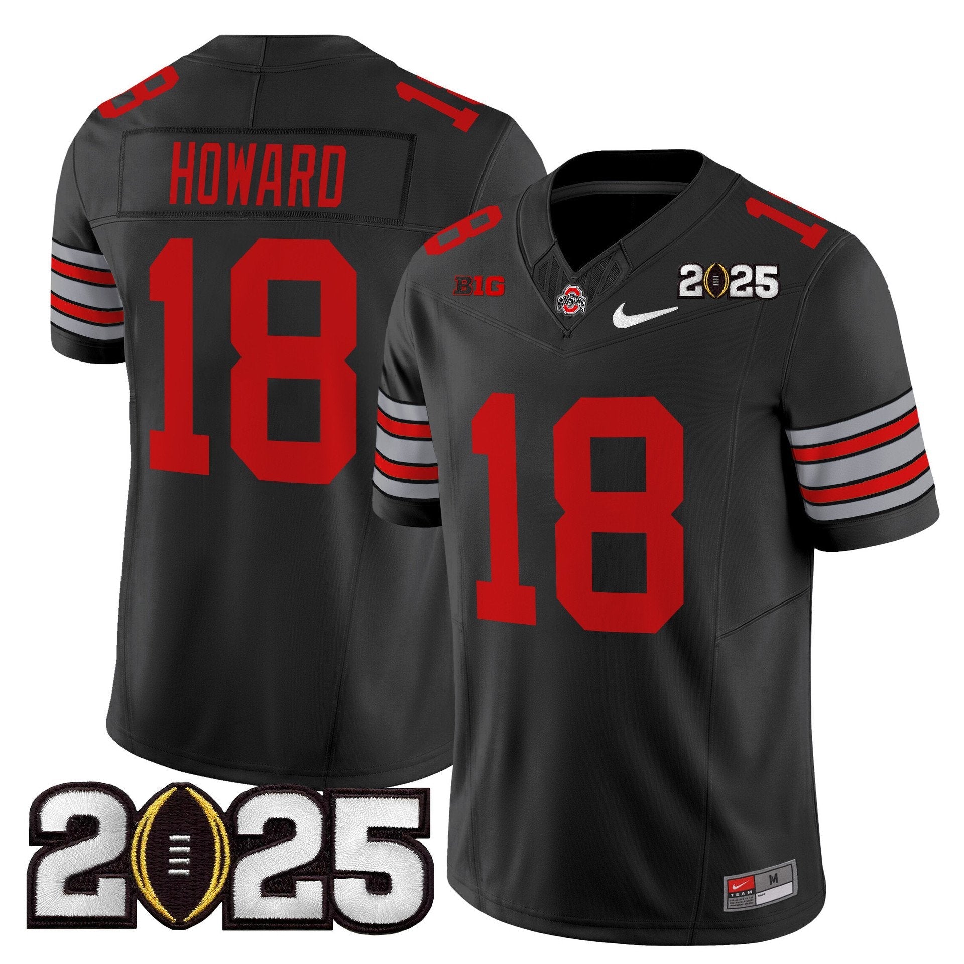 Will Howard Jersey #18 Ohio State Heritage Stripe 2025 CFP Final Stitched