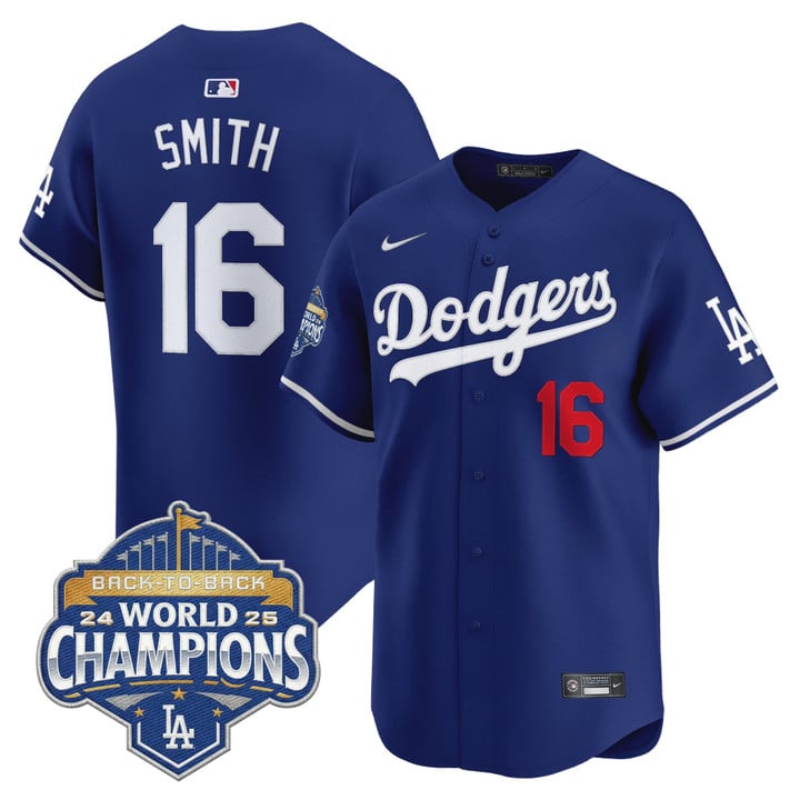 Will Smith Jersey #16 Dodgers 2025 Back-To-Back Champions Stitched