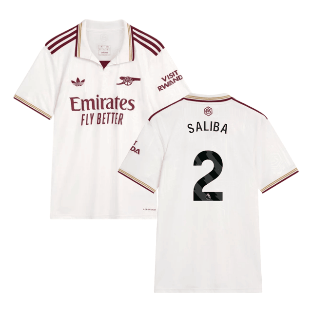 William Saliba #2 Arsenal 2025-26 Third Jersey – Cream