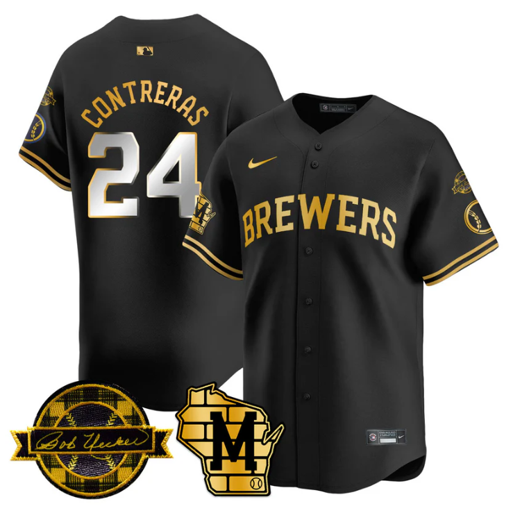 William Contreras Jersey #24 Milwaukee Brewers 2025 Limited Bob Uecker Patch Stitched