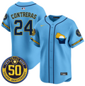 William Contreras Jersey #24 Milwaukee Brewers Golden 50th Anniversary Patch Stitched