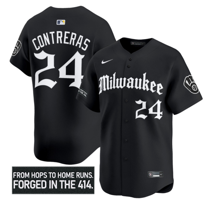 William Contreras Jersey #24 Milwaukee Brewers Gothic 414 Shadows Edition