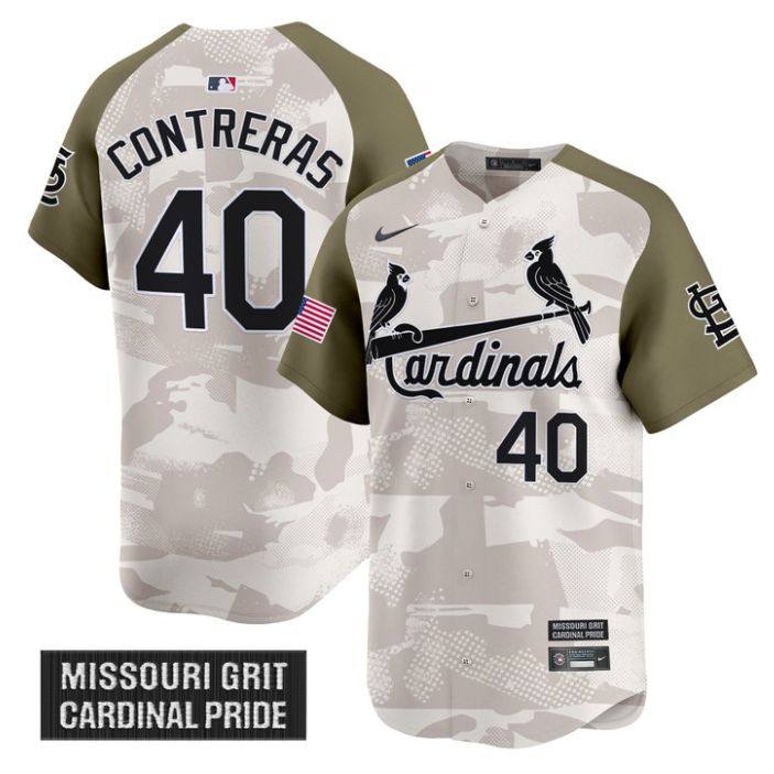 Willson Contreras Jersey #40 St. Louis Cardinals 2025 Armed Forces Day Vapor Stitched