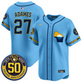 Willy Adames Jersey #27 Milwaukee Brewers Golden 50th Anniversary Patch Stitched