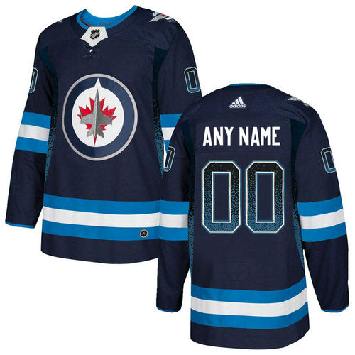 Winnipeg Jets Navy  Customized Drift Fashion  Jersey Stitched
