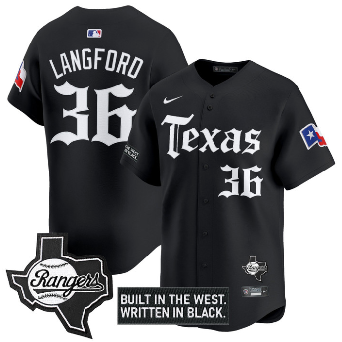 Wyatt Langford Jersey #36 Texas Rangers Gothic Frontier Edition Vapor Limited Stitched