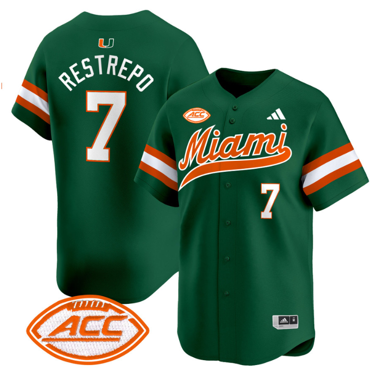 Xavier Restrepo Jersey #7 Miami Hurricanes 2024 Baseball