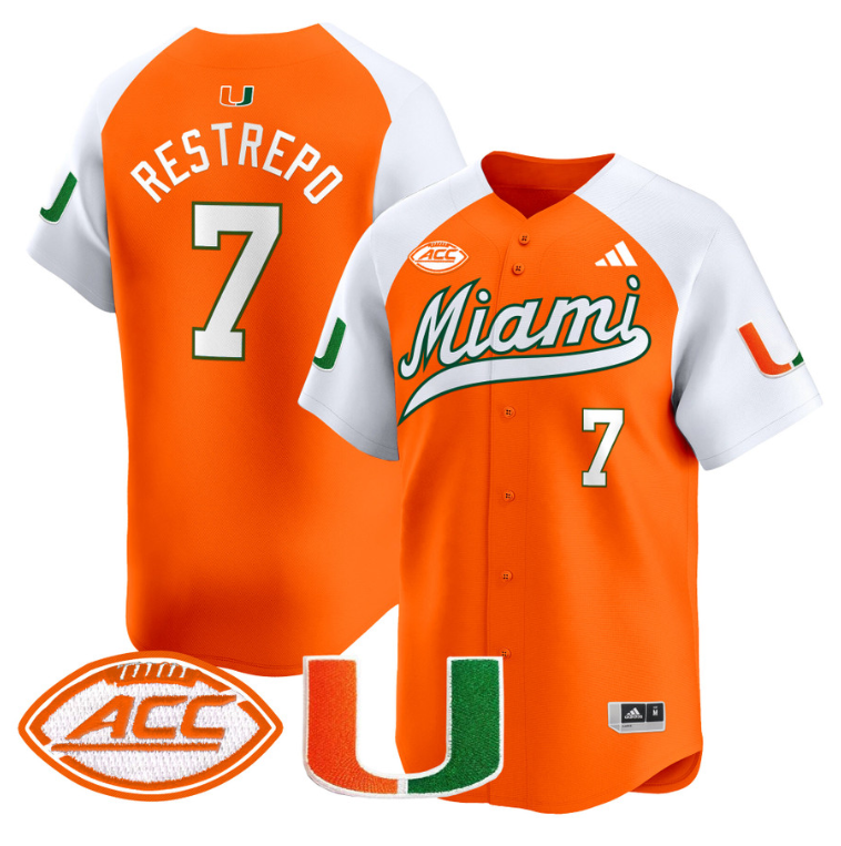 Xavier Restrepo Jersey #7 Miami Hurricanes 2024 Baseball
