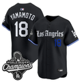 Yamamoto Jersey #18 Los Angeles Dodgers Gothic Edition Premier Stitched