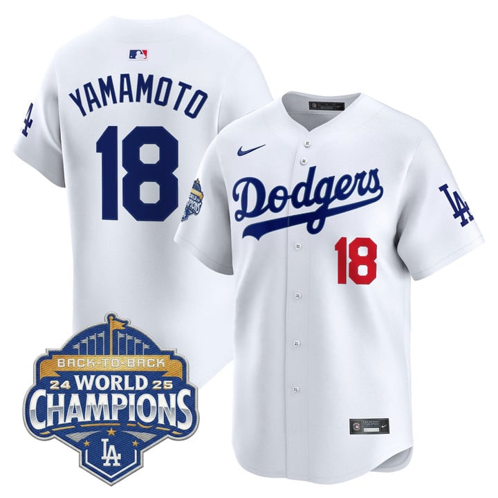 Yamamoto Jersey #18 Dodgers 2025 Back-To-Back Champions Stitched