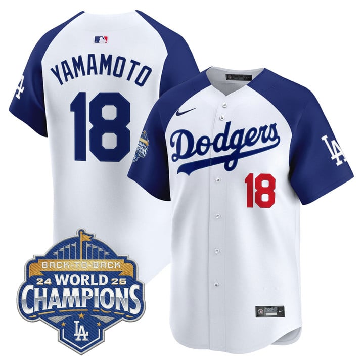 Yamamoto Jersey #18 Dodgers 2025 Back-To-Back Champions Stitched