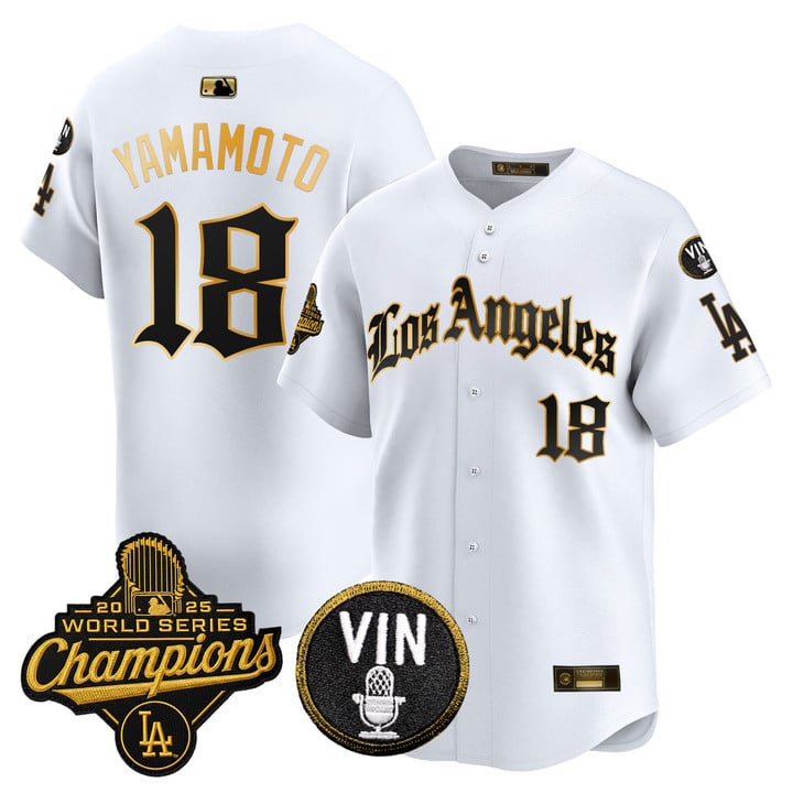 Yamamoto Jersey #18 Dodgers 2025 World Series Champions LA Gothic