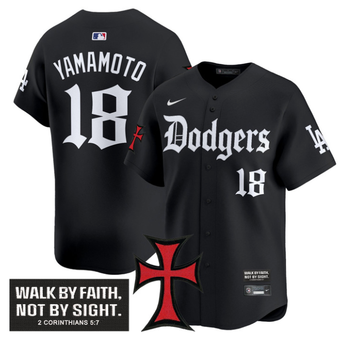 Yamamoto Jersey #18 Dodgers Faith Glory Edition Vapor Premier Limited Stitched