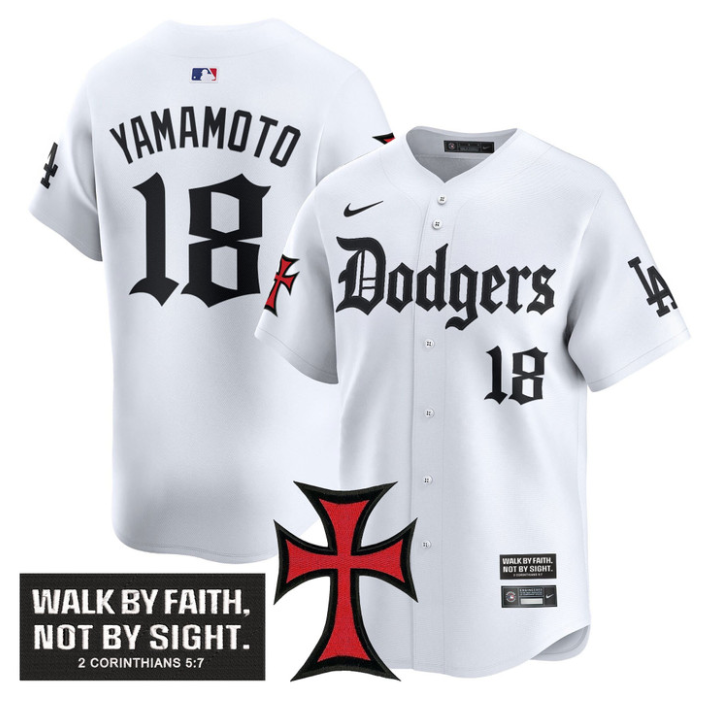 Yamamoto Jersey #18 Dodgers Faith Glory Edition Vapor Premier Limited Stitched