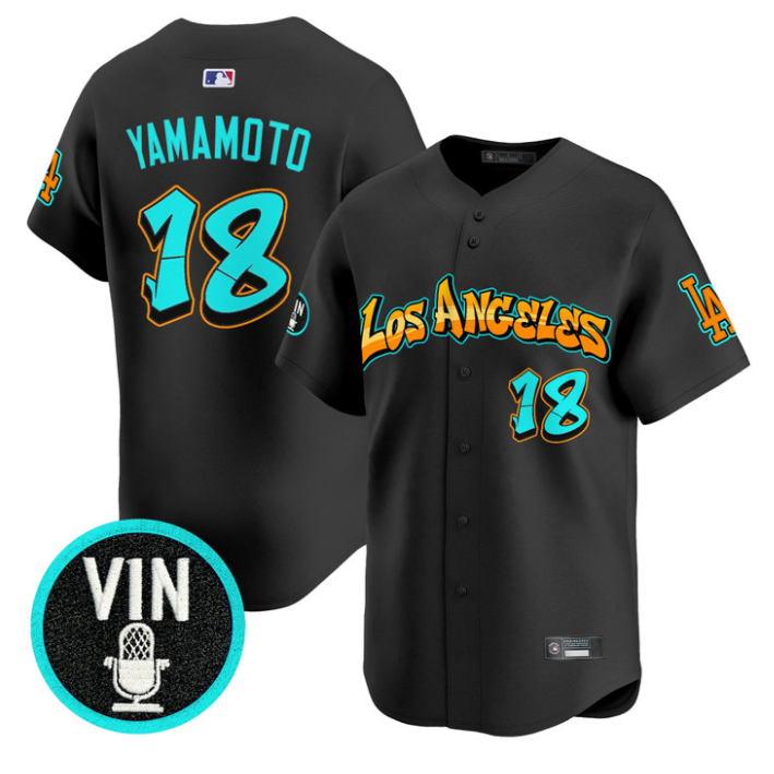 Yamamoto Jersey #18 Los Angeles Dodgers Graffiti Street Style Stitched