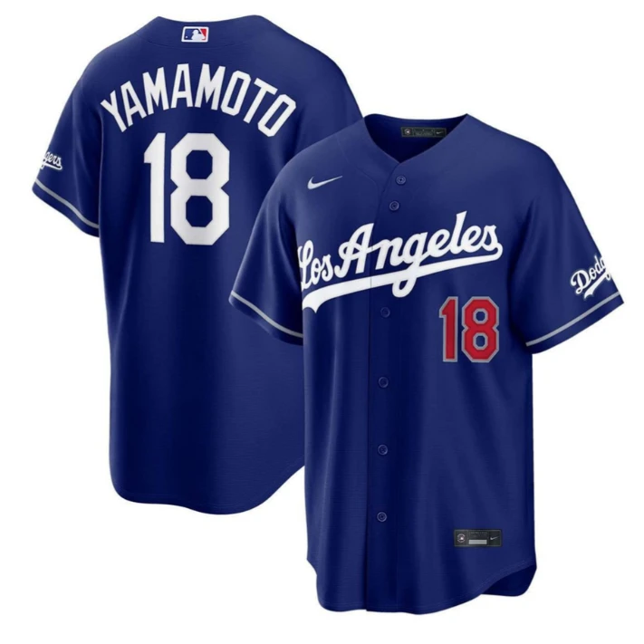 Yoshinobu Yamamoto #18 Dodgers Blue Jersey - All Stitched