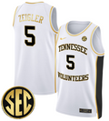 Zakai Zeigler Jersey #5 Tennessee Vols 2024 Swingman Basketball White Gold