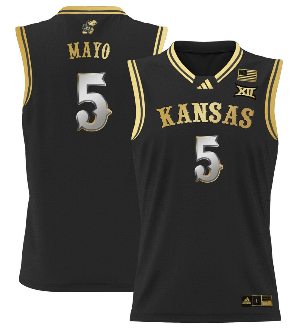 Zeke Mayo Jersey #5 Kansas Jayhawks 2024 Lightweight Basketball Black Gold