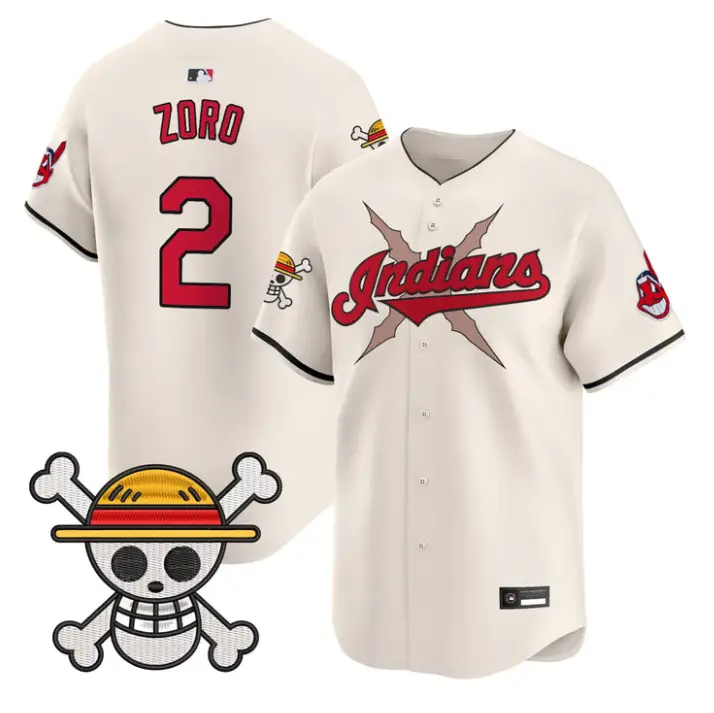 Zoro Jersey #2 Cleveland Indians One Piece Vapor Premier Stitched