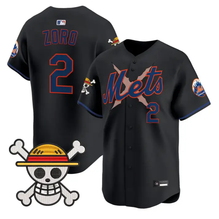 Zoro Jersey #2 New York Mets One Piece Premier Stitched