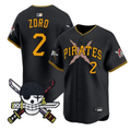 Zoro Jersey #2 Pittsburgh Pirates One Piece Zoro Patch Premier Stitched