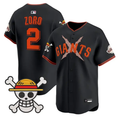 Zoro Jersey #2 San Francisco Giants One Piece Premier Stitched