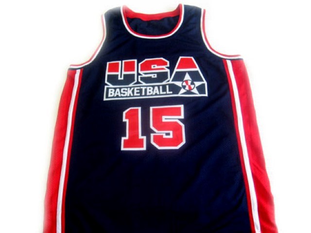 Magic Johnson Jersey #15 Team USA Basketball Navy Blue