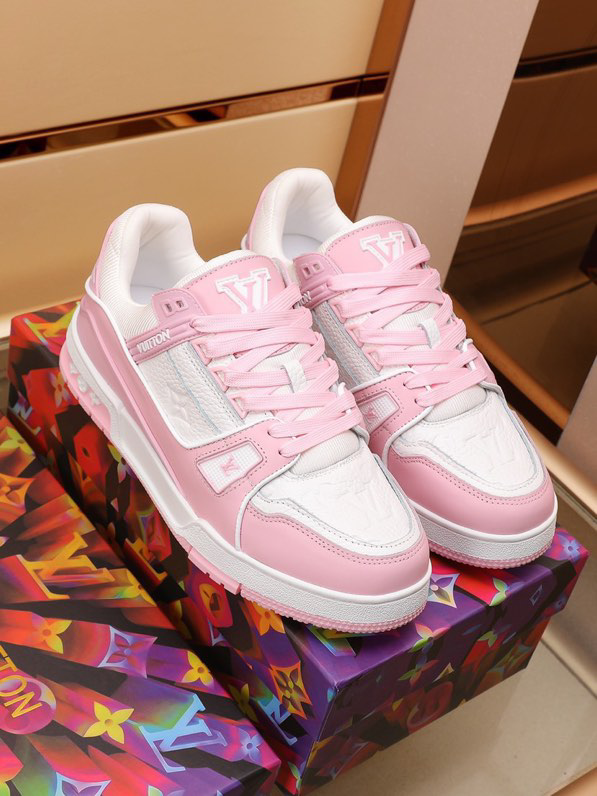 Luxury Virgil Trainer Sneakers Shoes Signature Pink Chalk Monogram