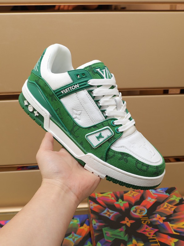 Luxury Virgil Trainer Sneakers Shoes Signature Green Monogram