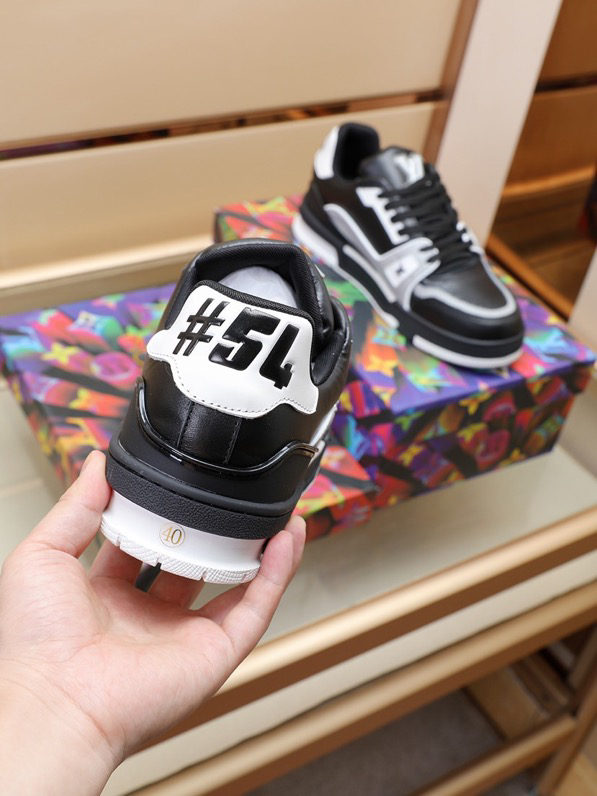 Luxury Virgil Trainer Sneakers Shoes #54 Signature Black Grey Monogram
