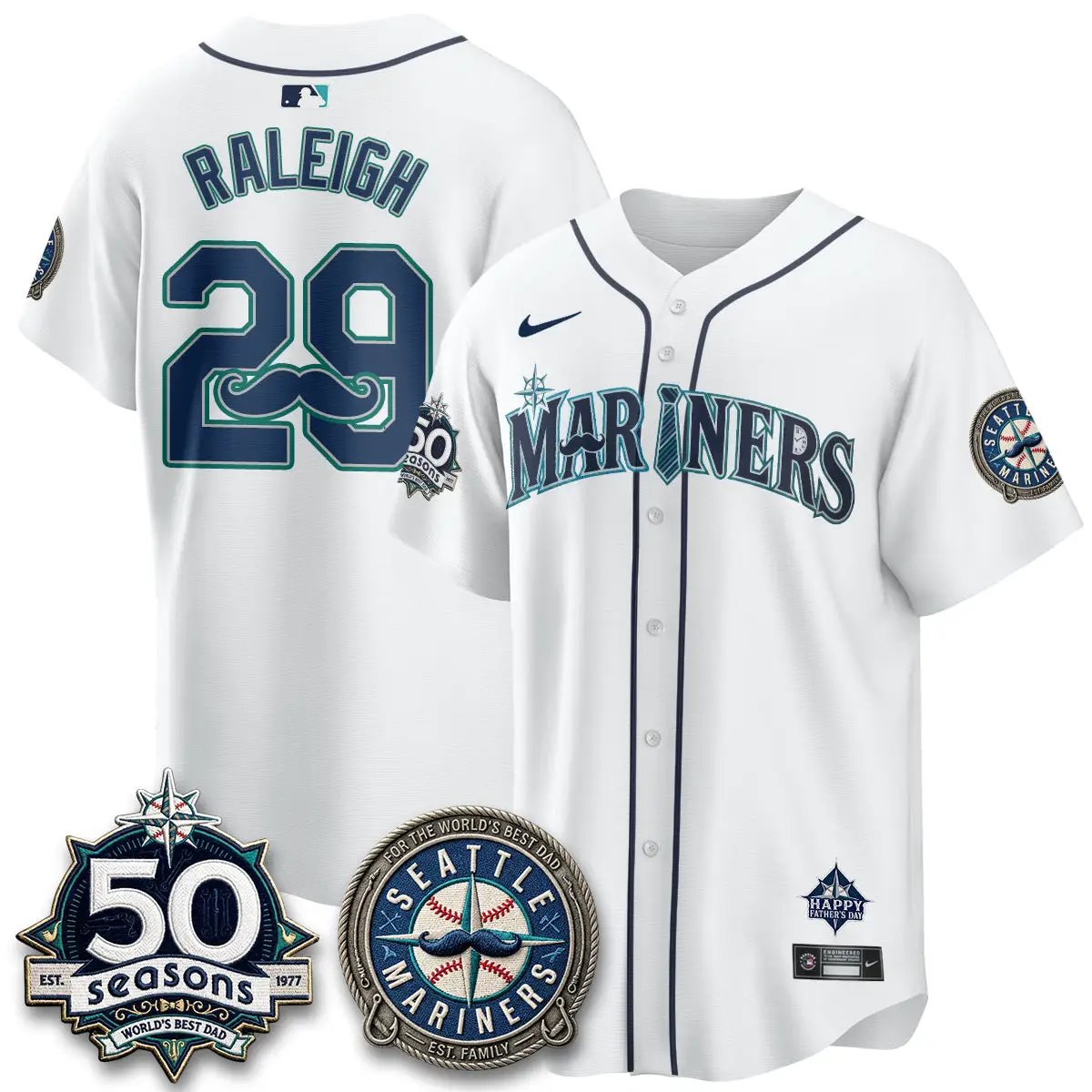 Men Seattle Mariners Happy Father's Day Vapor Jersey - Stitched