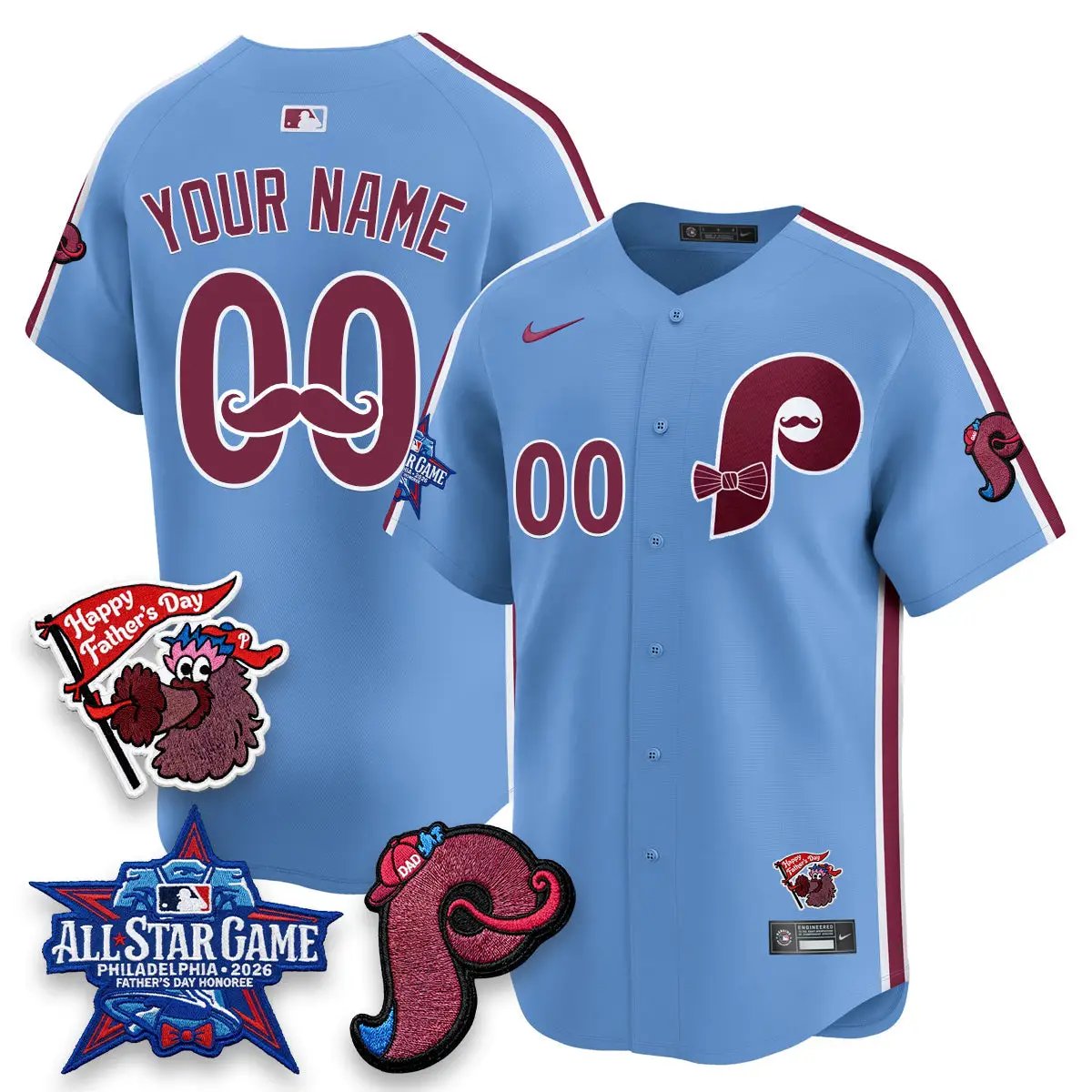 Philadelphia Phillies Happy Father's Day Vapor Custom Jersey - Stitched