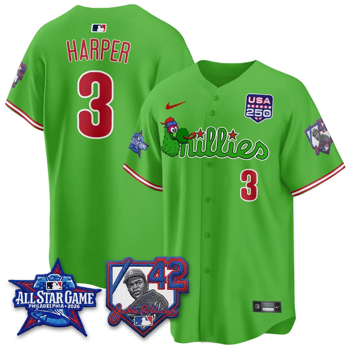 Men Philadelphia Phillies Phanatic 2026 New Era & 250th USA Vapor Limited Jersey - All Star Game - All Stitched