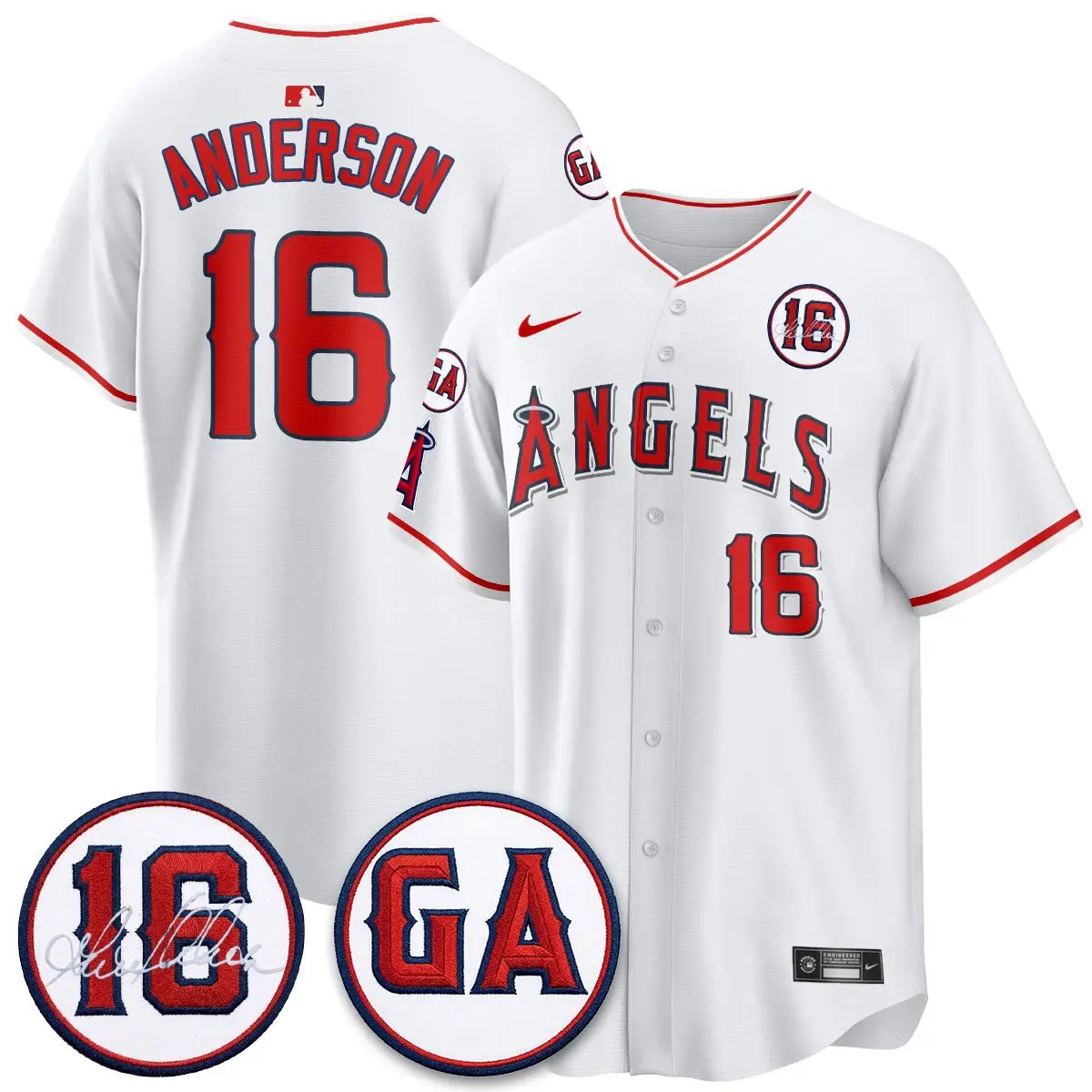 Men Los Angeles Angels Garret Anderson Tribute Patch Vapor Jersey - All Stitched V1