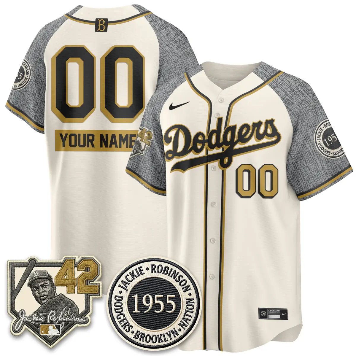 Los Angeles Dodgers 2026 New Era Jackie Robinson Vapor Limited Custom Jersey -  All Stitched