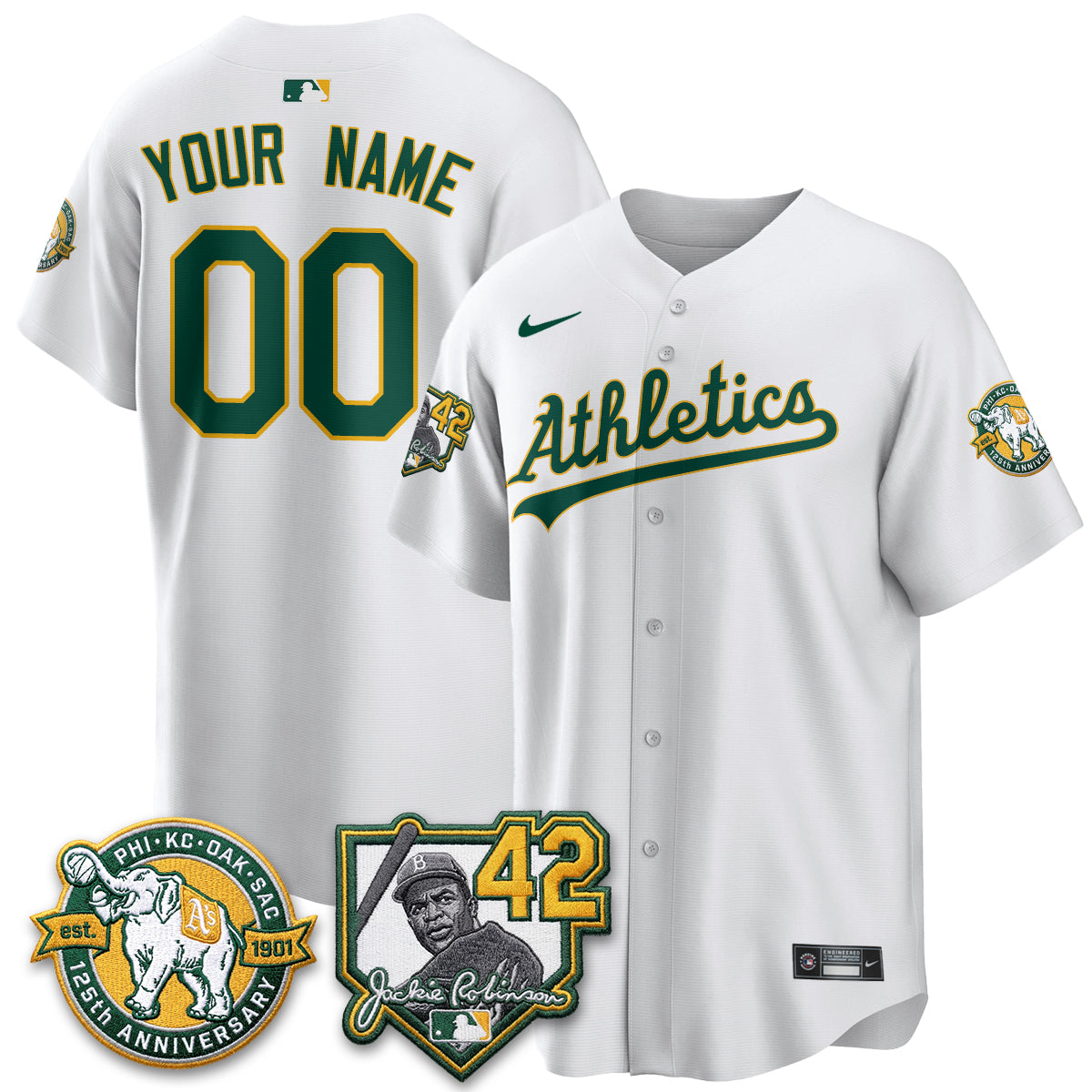 Oakland Athletics 2026 Jackie Robinson Day - Celebrating 125 Years Limited Custom Vapor Jersey - All Stitched