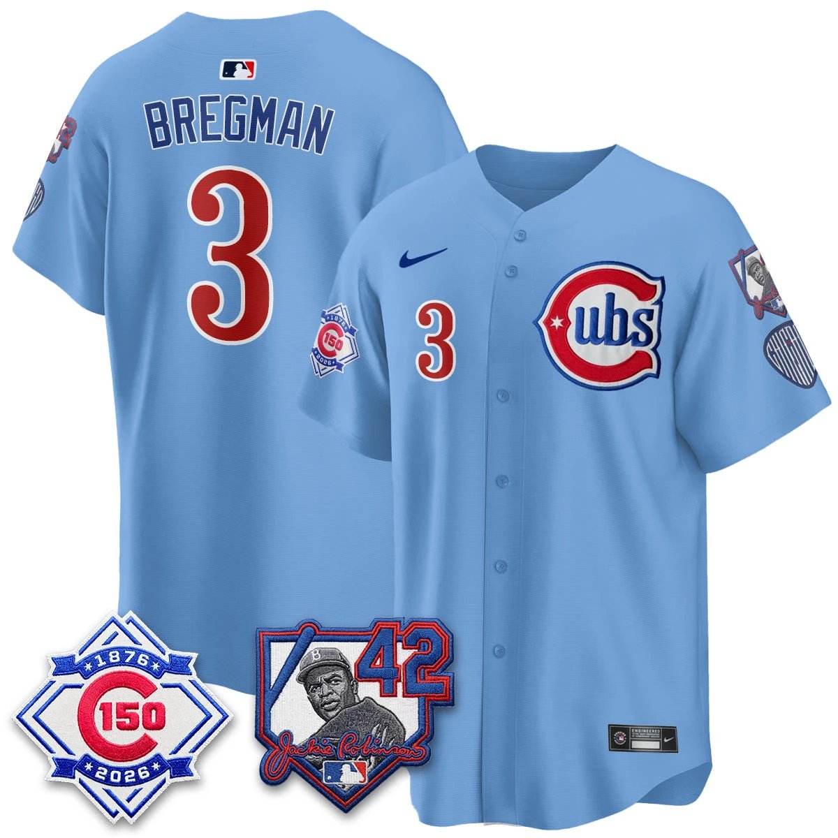 Men Chicago Cubs 150th Anniversary & Jackie Robinson Day Patch Vapor Premier Limited Jersey - All Stitched