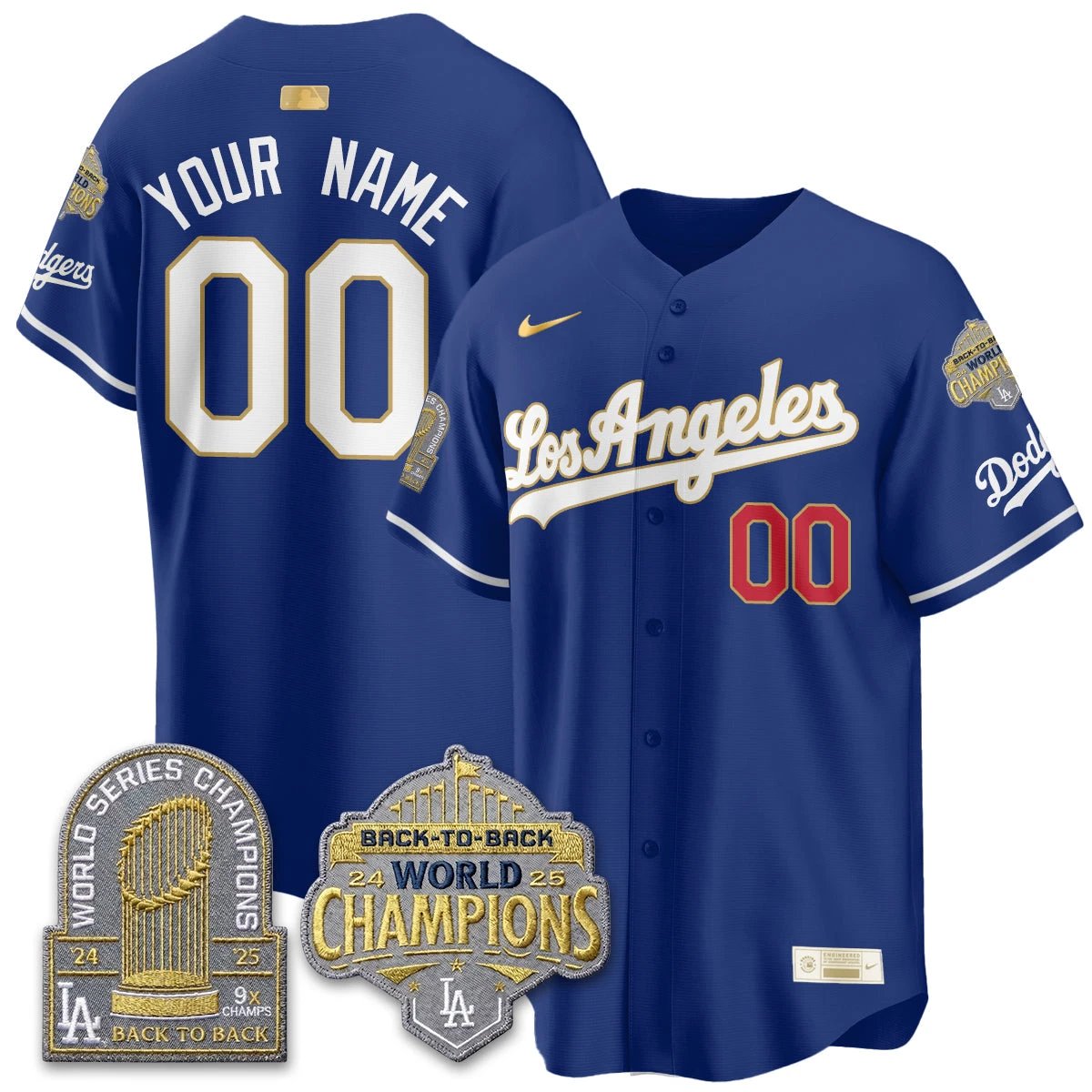 CUSTOM Los Angeles Dodgers Gold Collection Vapor Limited Jersey - 9x & B2B Champs - All Stitched