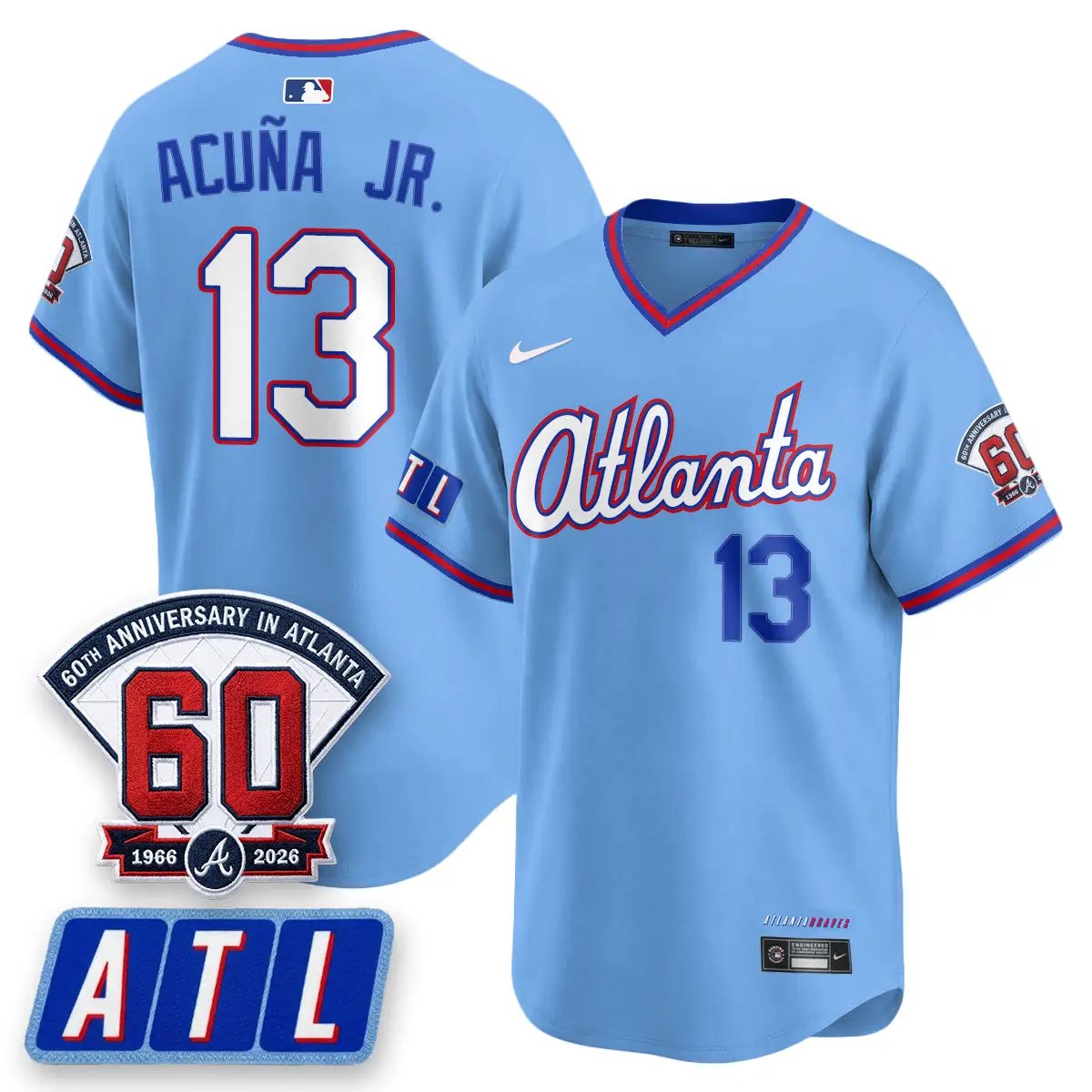 Men Atlanta Braves 2026 City Connect - 60th Anniversary in Atlanta Patch Vapor Limited Jersey - All Stitched