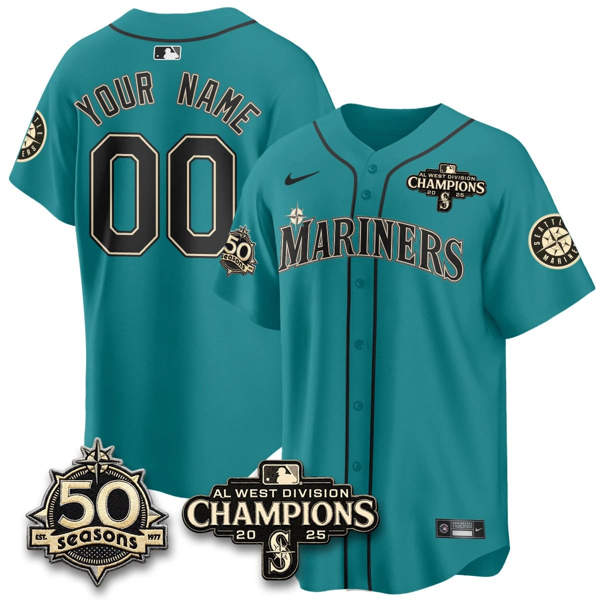Seattle Mariners Vapor Premier Custom Limited Jersey - 50th Anniversary & AL West Division Champions - Steelheads Community Funds - All Stitched