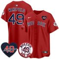 Men Boston Red Sox Tim Wakefield Memorial Patch Vaper Premier Limited Red Jersey - All Stitched