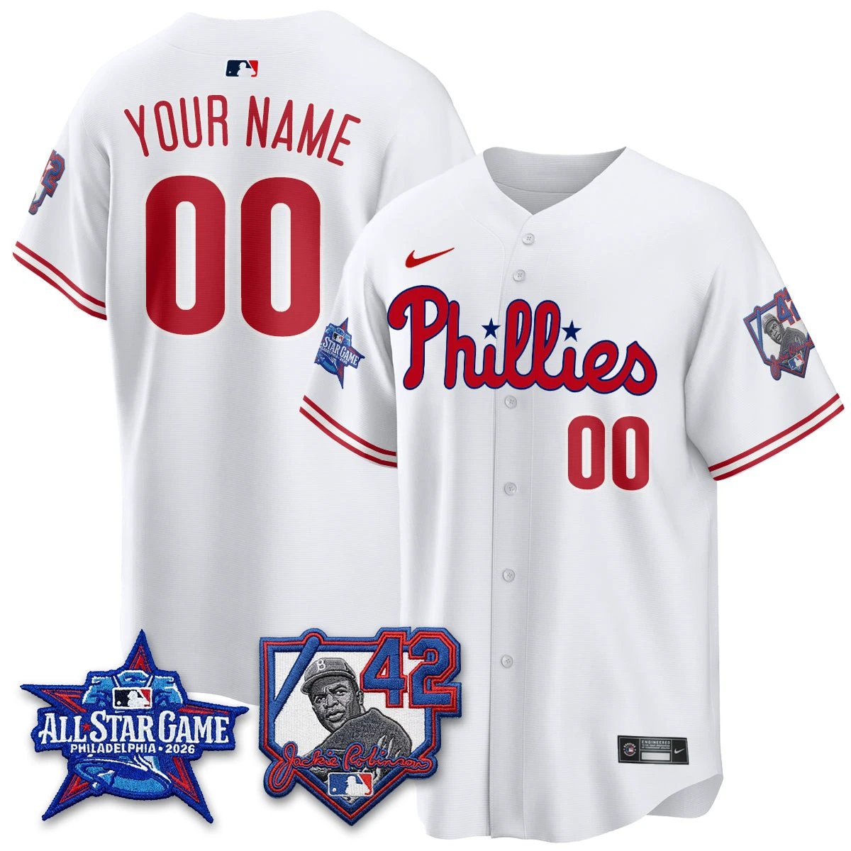 Philadelphia Phillies 2026 Jackie Robinson New Era - All Star Game Vapor Limited Custom Jersey - All Stitched