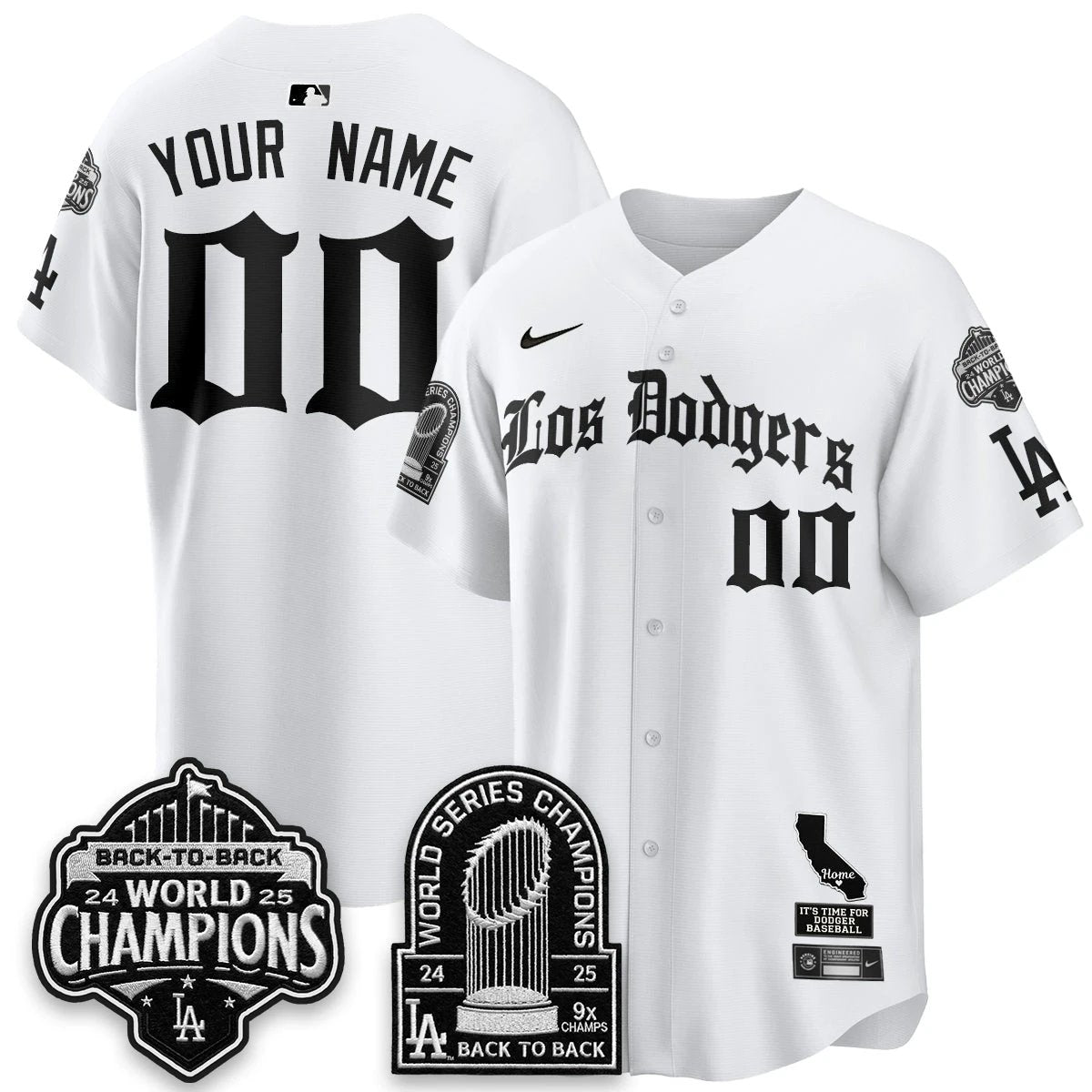 Men Los Angeles Dodgers World Series Champions Vapor Premier Limited Gothic Edition Custom Jersey - All Stitched