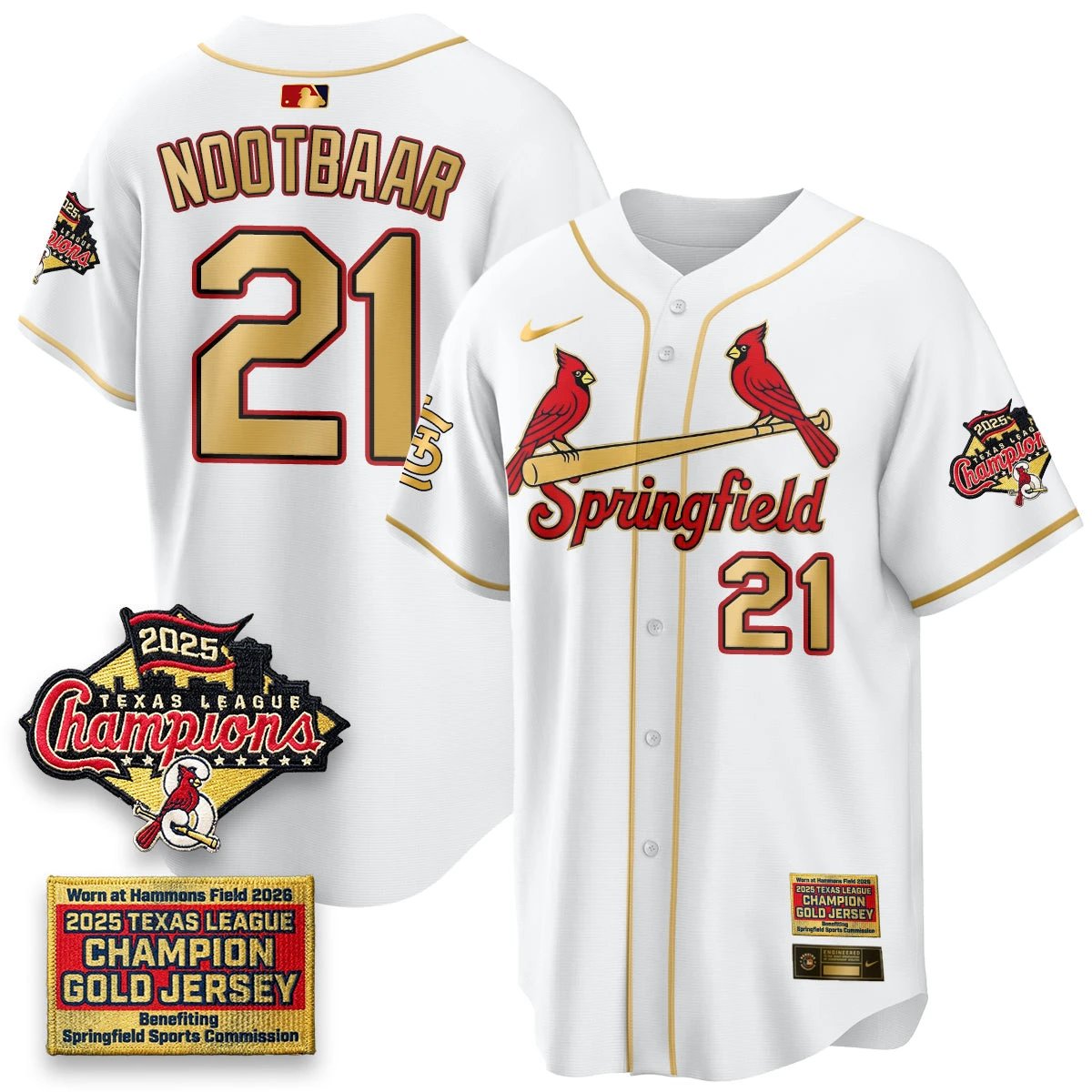 Men St. Louis Cardinals Springfield's Championship Gold Limited Jerseys - All Stitched