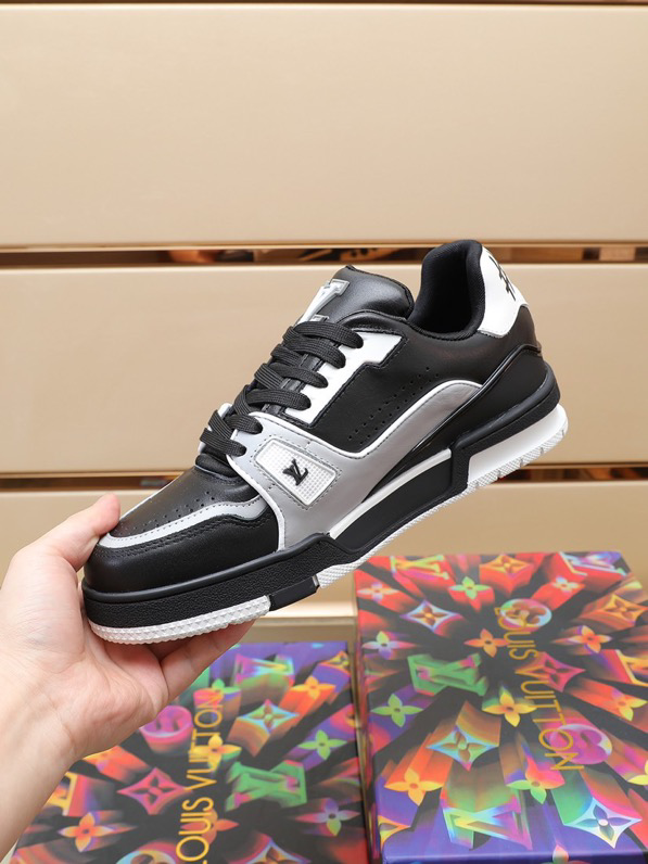 Luxury Virgil Trainer Sneakers Shoes #54 Signature Black Grey Monogram