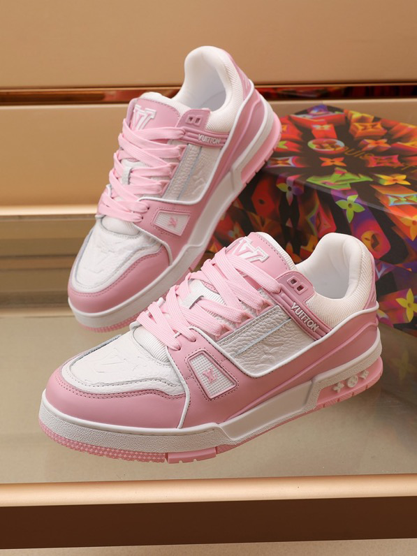 Luxury Virgil Trainer Sneakers Shoes Signature Pink Chalk Monogram