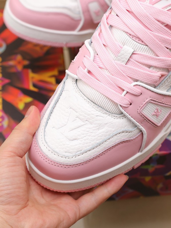 Luxury Virgil Trainer Sneakers Shoes Signature Pink Chalk Monogram